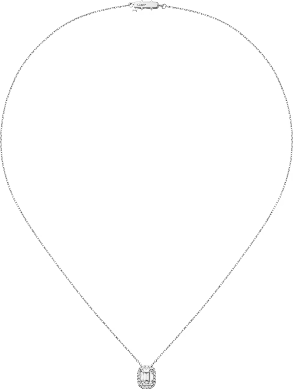 Pendentif Cartier Destinée, diamant taille emeraude, pavé