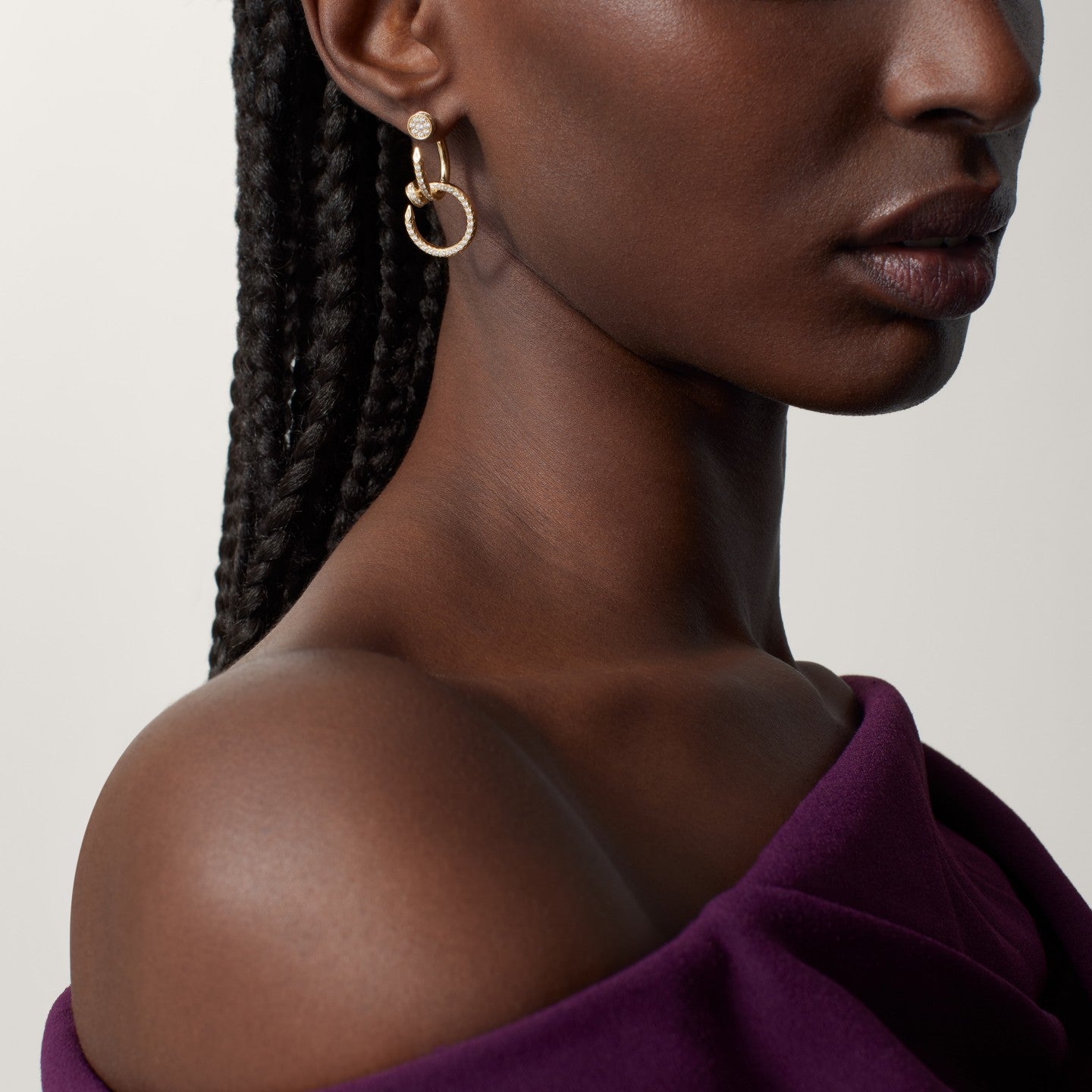 Boucles d'oreilles Juste un Clou, double, semi-pavées
