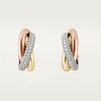 Boucles d'oreilles Trinity, modèle classique, semi-pavées
