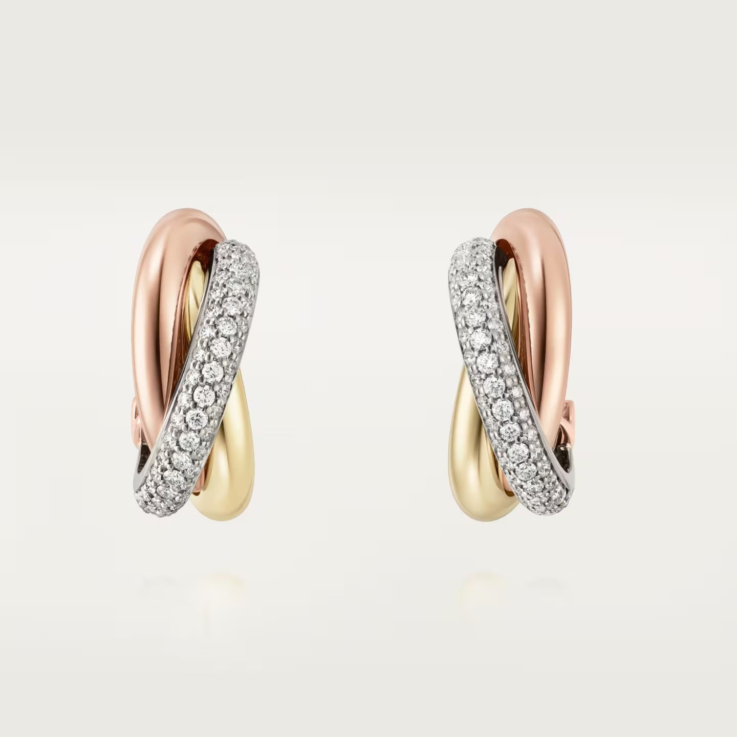 Boucles d'oreilles Trinity, modèle classique, semi-pavées