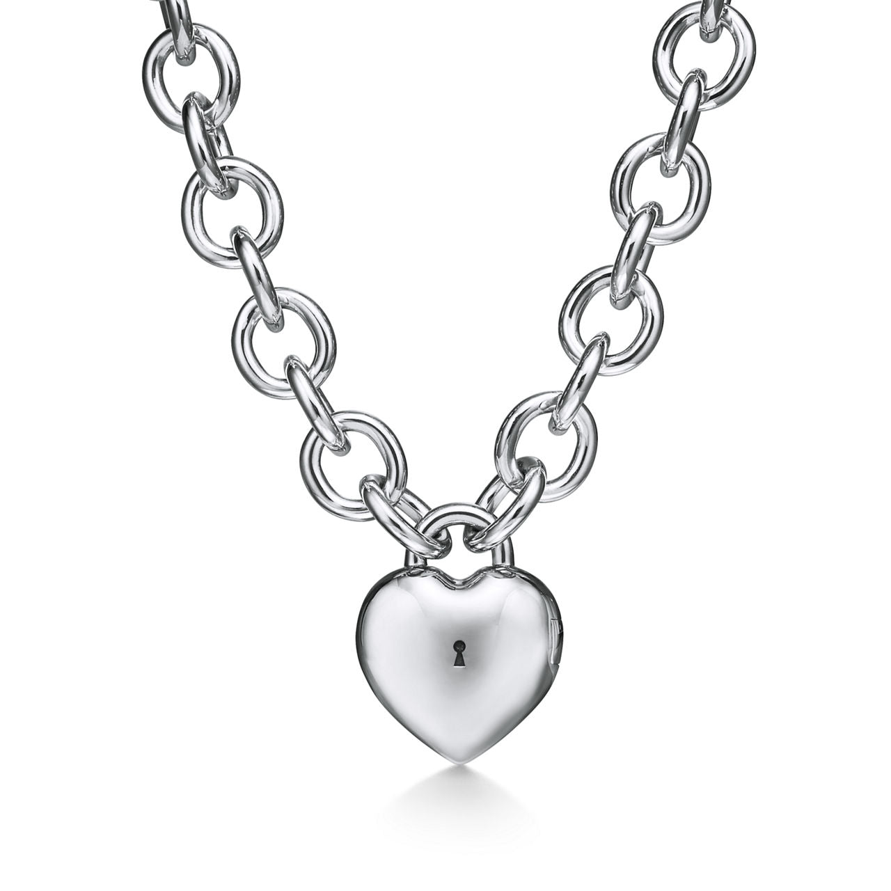 Collier Cœur plein avec fermoir à bascule en argent 925 millièmes