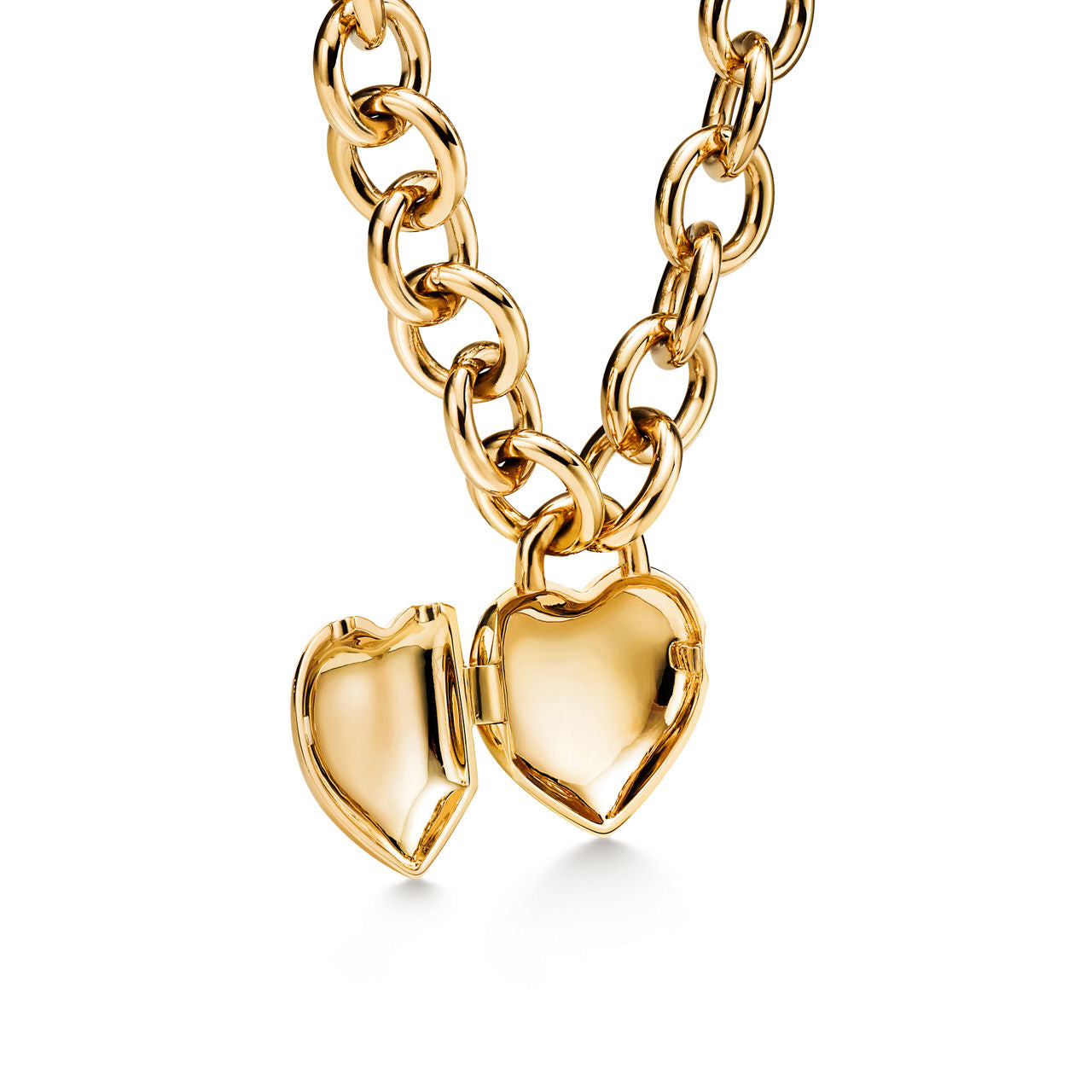 Collier Cœur Plein avec fermoir à bascule en or jaune avec diamants