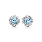 Boucles d’oreilles en platine 950 millièmes avec aigues-marines et diamants