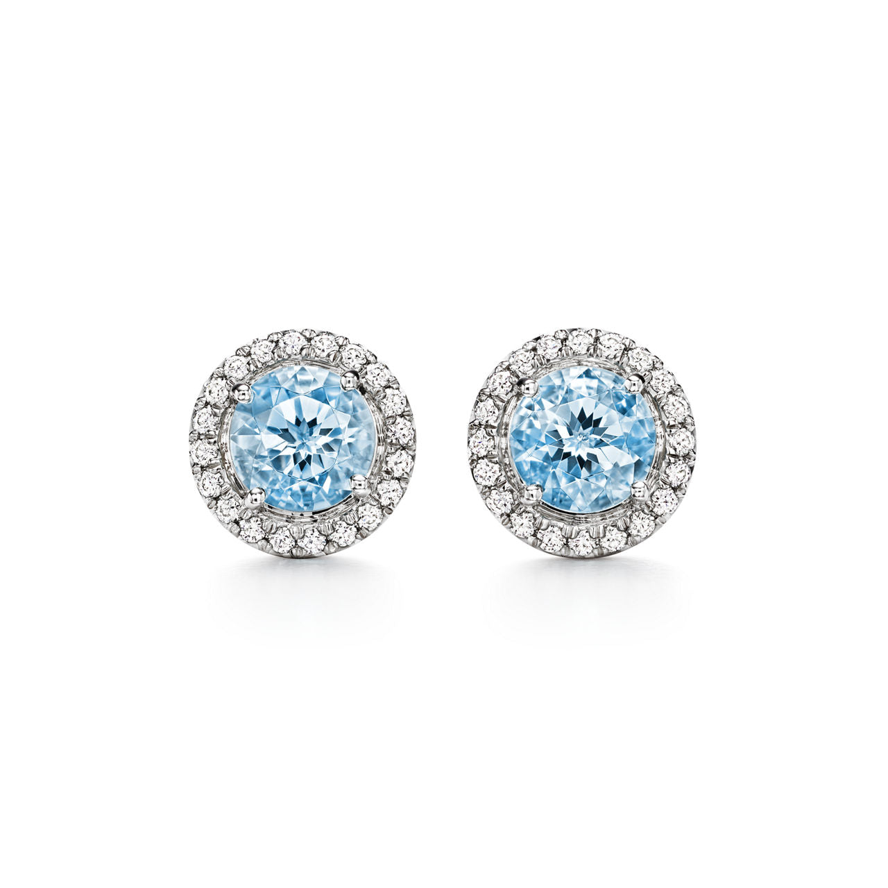 Boucles d’oreilles en platine 950 millièmes avec aigues-marines et diamants