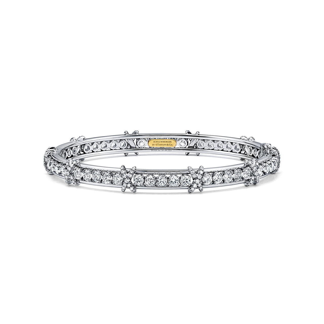 Bracelet jonc en platine 950 millièmes et diamants