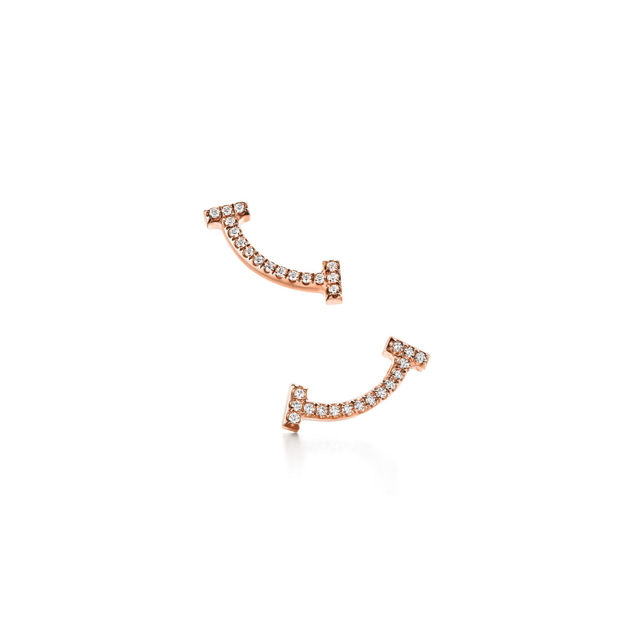 Boucles d’oreilles Smile en or rose 18 carats et diamants. Mini.