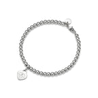 Bracelet de perles Plaque Cœur en argent 925 millièmes et diamant, 4 mm