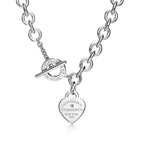 Collier Plaque Cœur en argent 925 millièmes et diamant. Medium