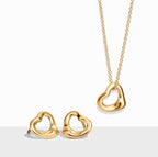 Parure pendentif et boucles d’oreilles Open Heart en or jaune 18 carats