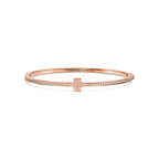 Bracelet jonc à charnière Wire orné de diamants en or rose