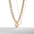 Collier Cœur Plein avec fermoir à bascule en or jaune avec diamants