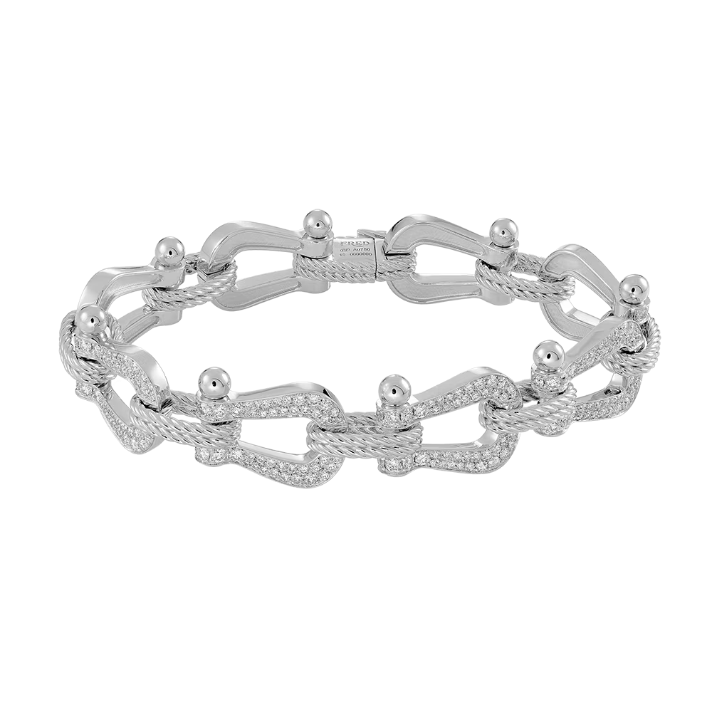 Bracelet Force 10, multiple manilles, pavé, grand modèle