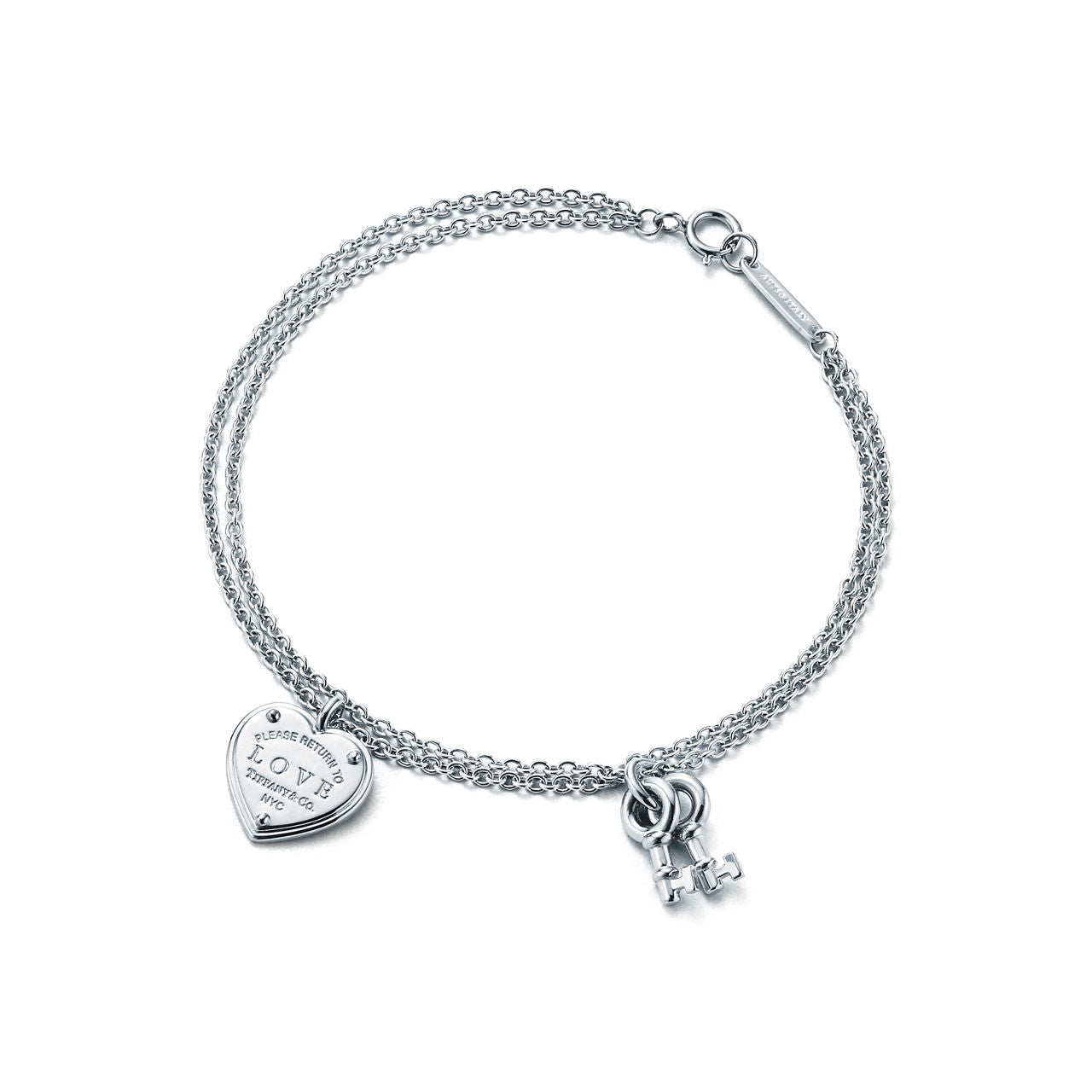 Bracelet Clé Love Plaque Cœur en argent 925 millièmes