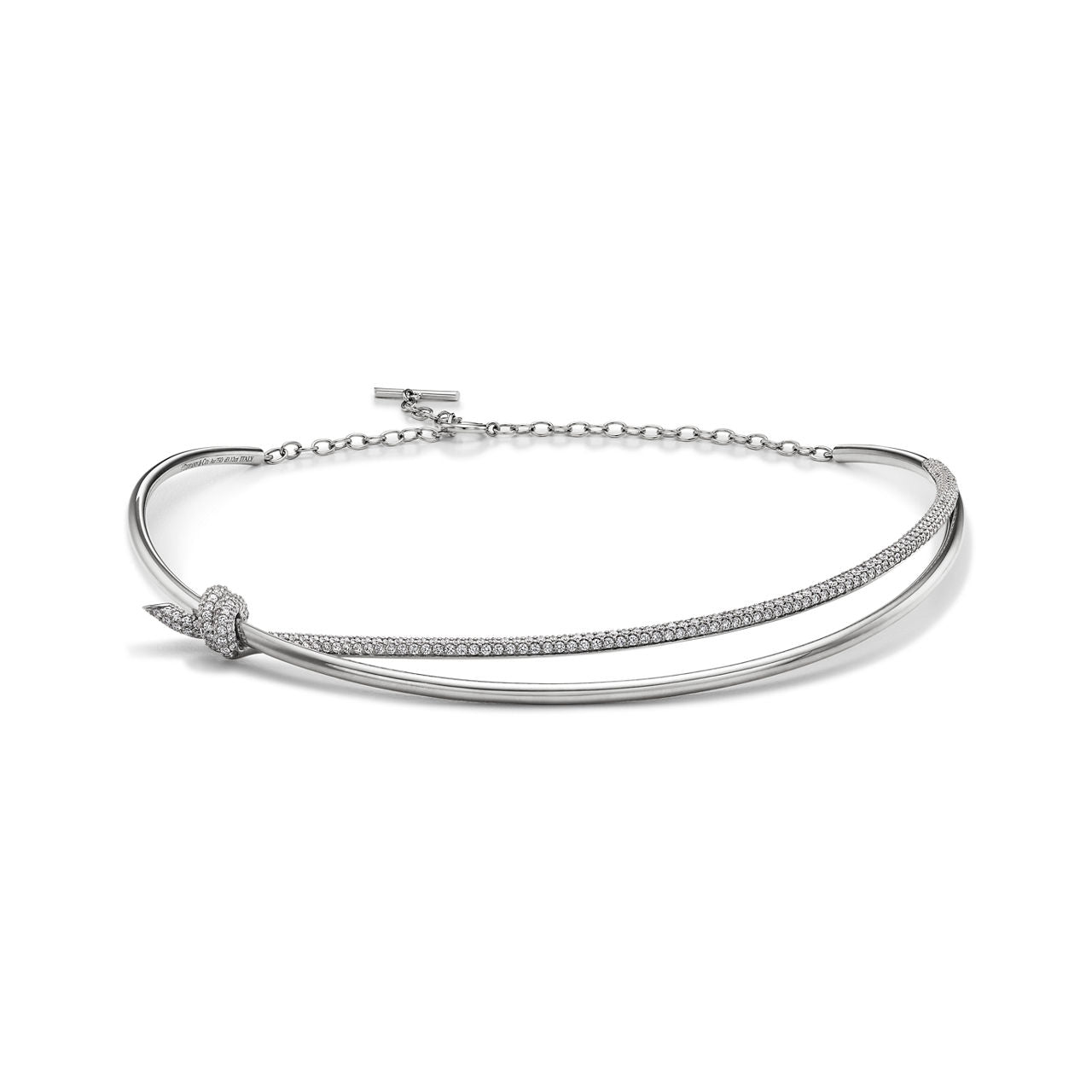 Collier double rang en or blanc 18 carats et diamants