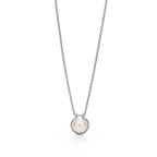 Pendentif à maillons en perle et argent. 40,6-45,7 cm en argent 925 millièmes