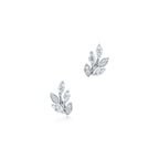 Boucles d’oreilles motif rameau en platine et diamants
