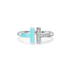 Tiffany T Bague Wire turquoise et diamants en or blanc 18 carats