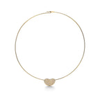 Collier Wire Bean en or 18 carats et pavé de diamants. 20 mm.