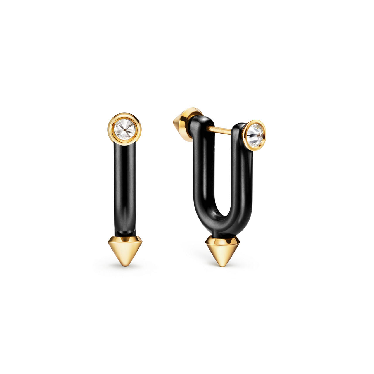 Boucles d’oreilles en titane, or et diamants, Large
