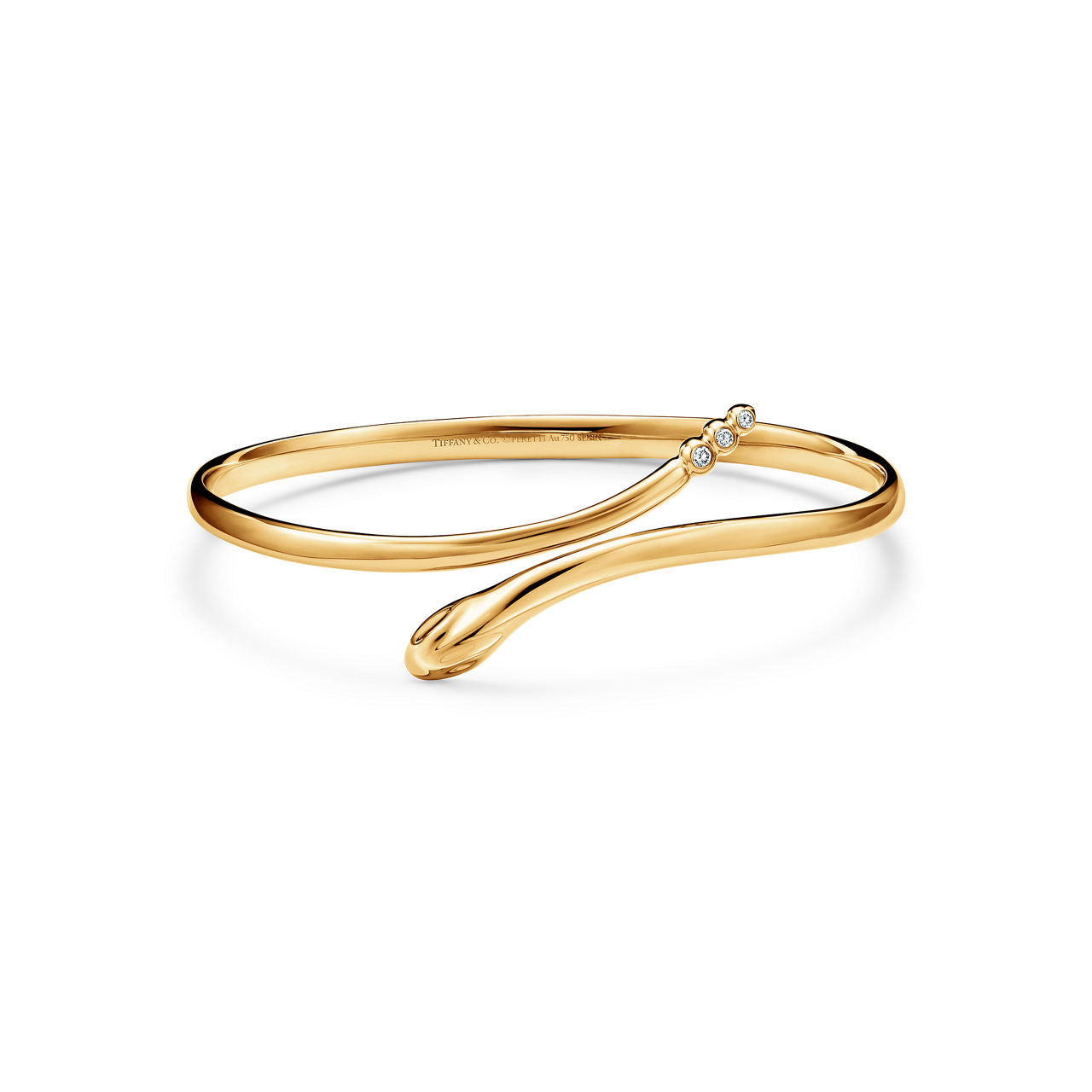 Bracelet jonc Serpent en or jaune 18 carats et diamants
