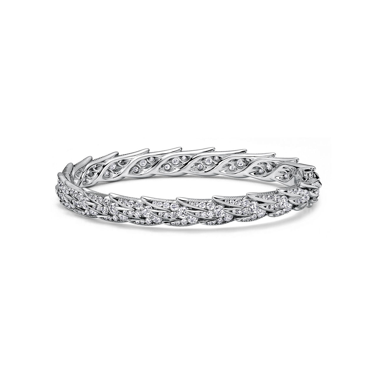 Bracelet jonc Wings Large en platine et diamants