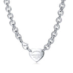 Collier ras-de-cou à maillons Plaque Cœur en argent 925 millièmes