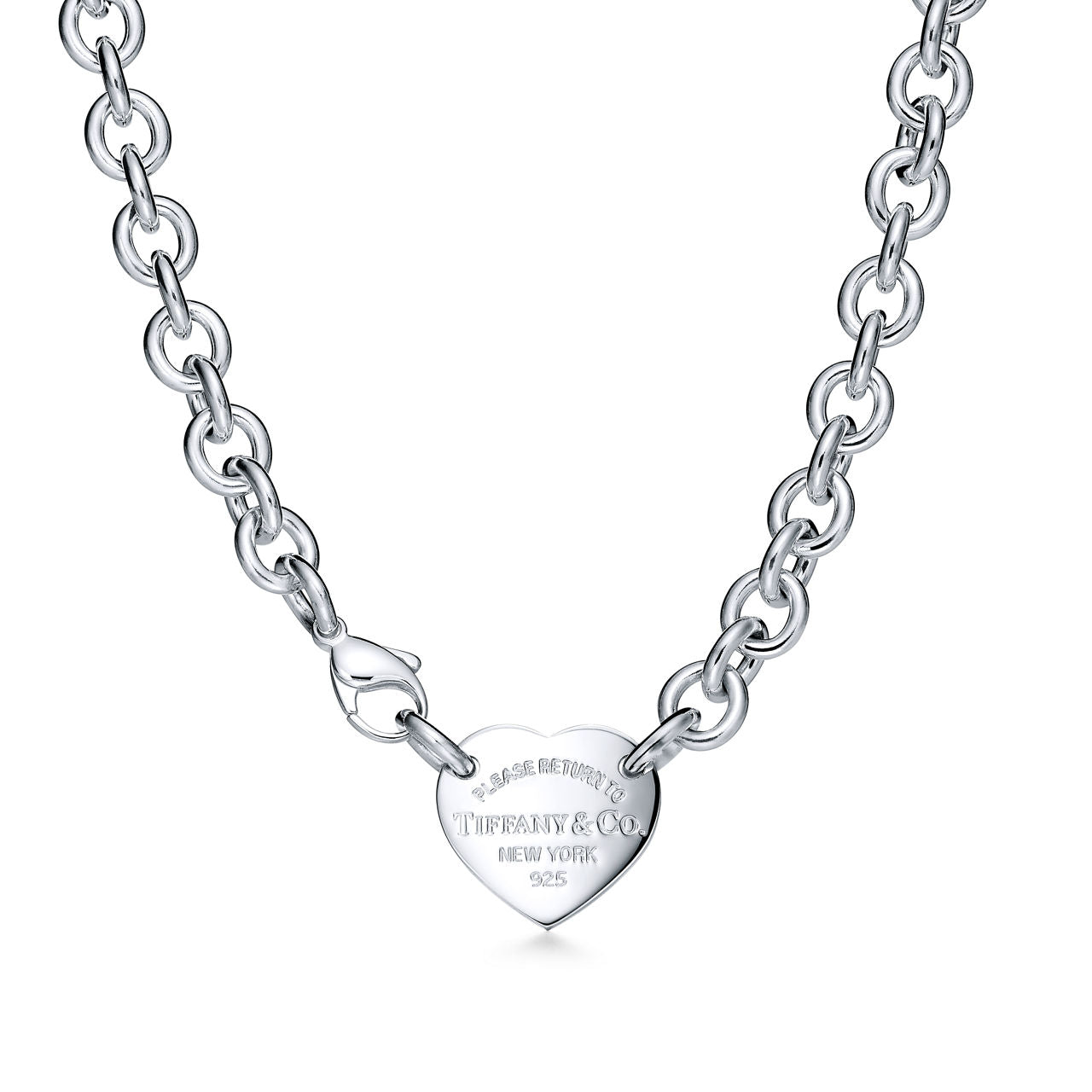 Collier ras-de-cou à maillons Plaque Cœur en argent 925 millièmes