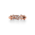 Tiffany HardWear Bague à maillons taille Small en or rose et diamants