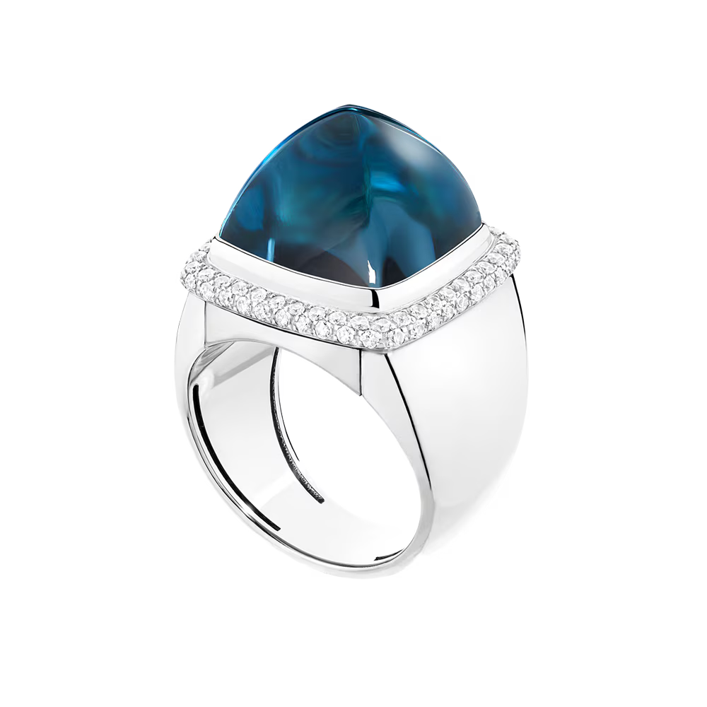 Bague Pain de Sucre, topaze blue london, grand modèle