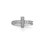 Tiffany T Bague étroite T1 en or blanc 18 carats et diamants
