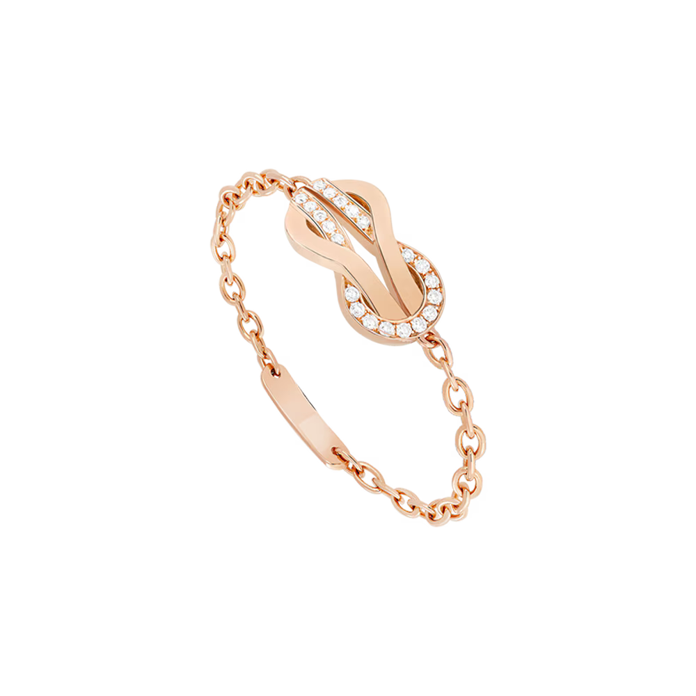 Bague chaîne Chance Infinie, chaîne, semi-pavée