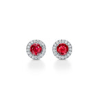 Boucles d’oreilles en platine 950 millièmes avec rubis et diamants
