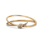 Bracelet jonc double rang à charnière en or jaune 18 carats et diamants