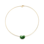 Collier Wire Bean design en or jaune et jade néphrite vert