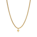 Collier de perles Plaque Cœur en or jaune 18 carats. Mini.