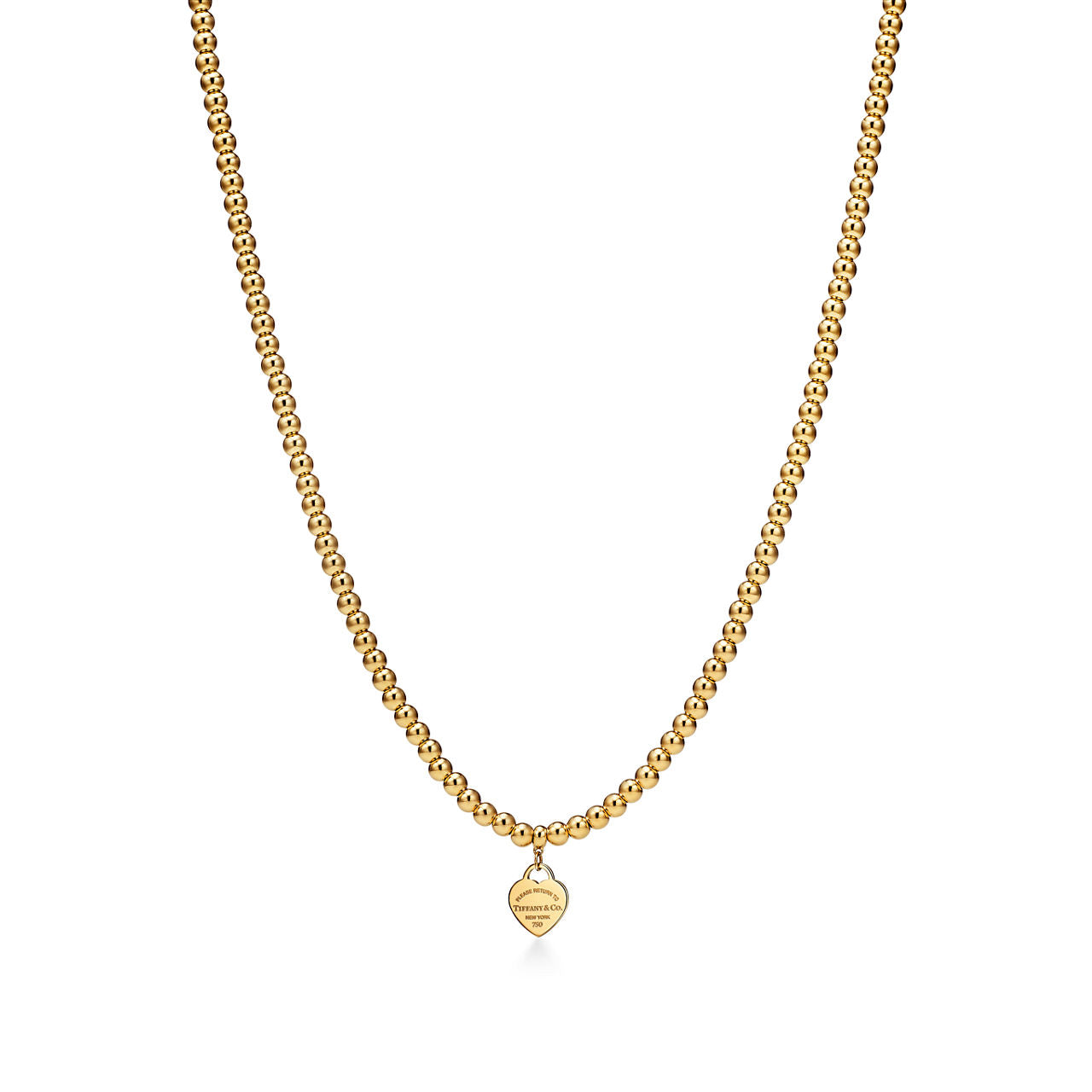 Collier de perles Plaque Cœur en or jaune 18 carats. Mini.