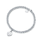 Bracelet de perles Plaque Cœur en argent 925 millièmes