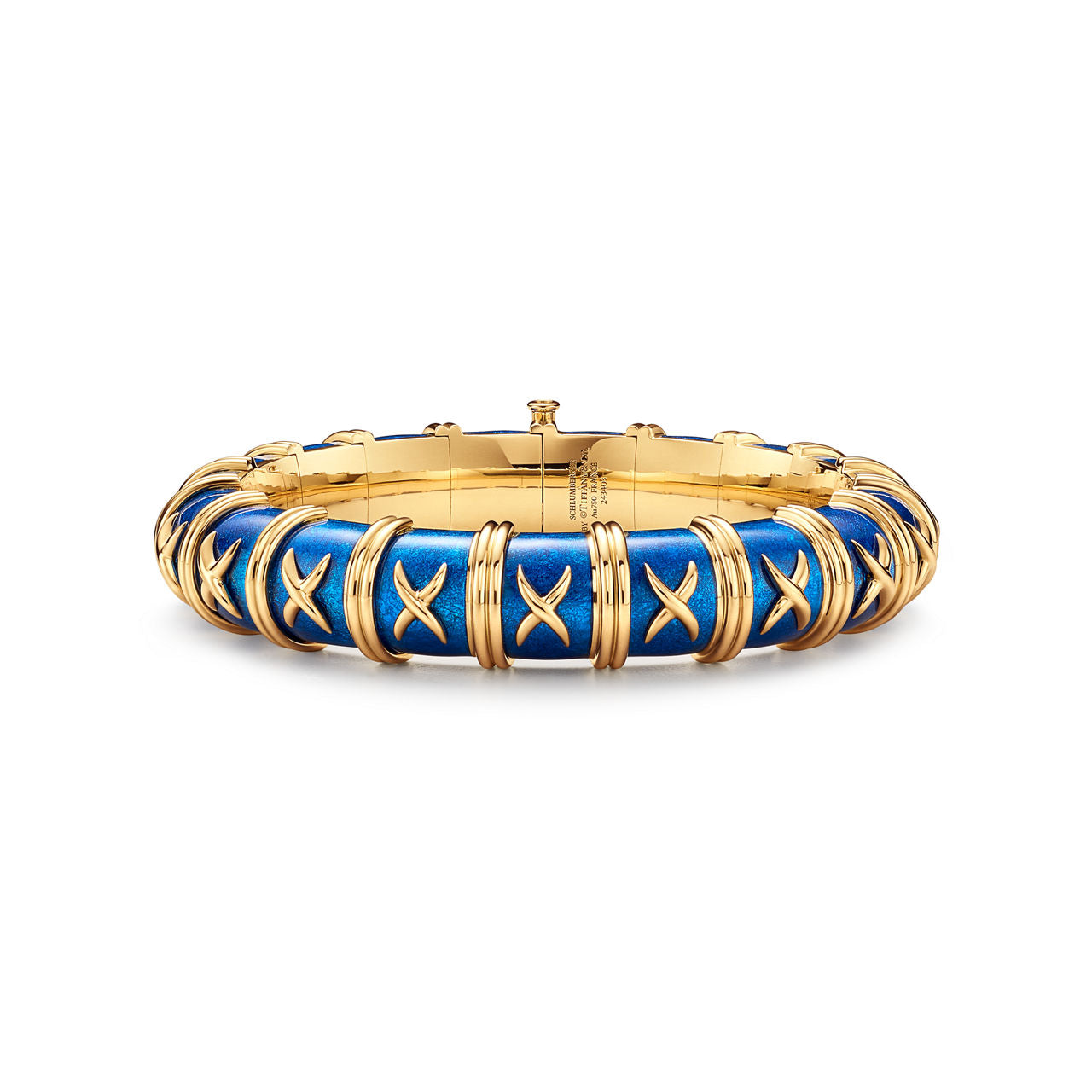 Bracelet en or jaune et émail bleu ciel
