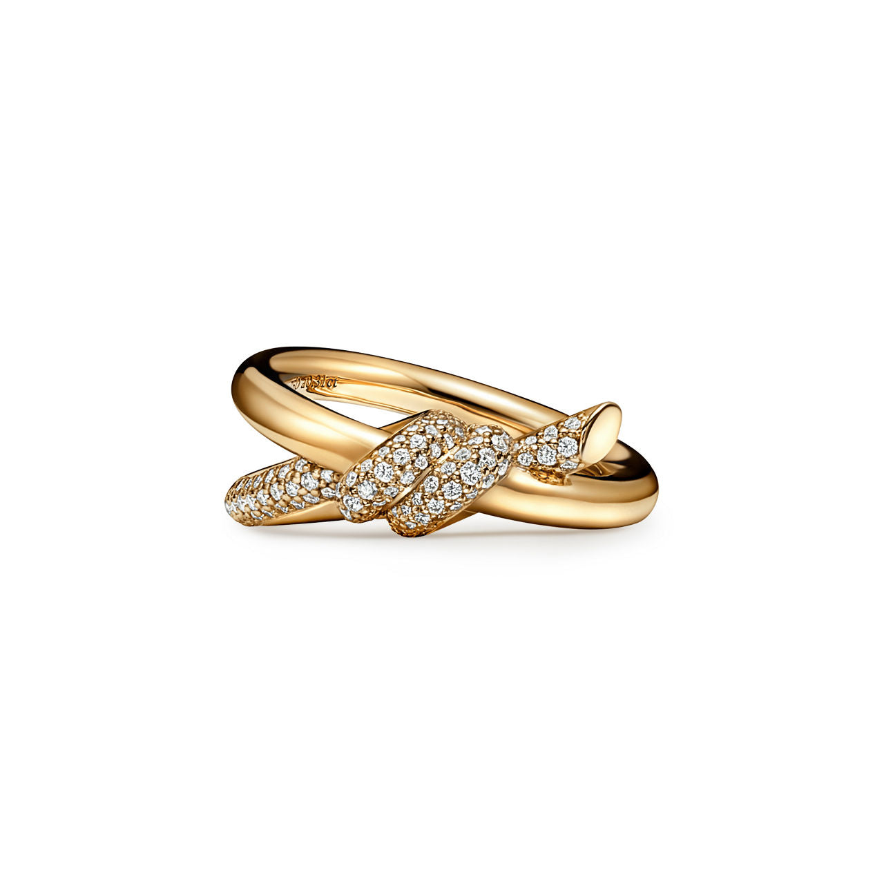 Tiffany Knot Bague double rang en or jaune 18 carats et diamants