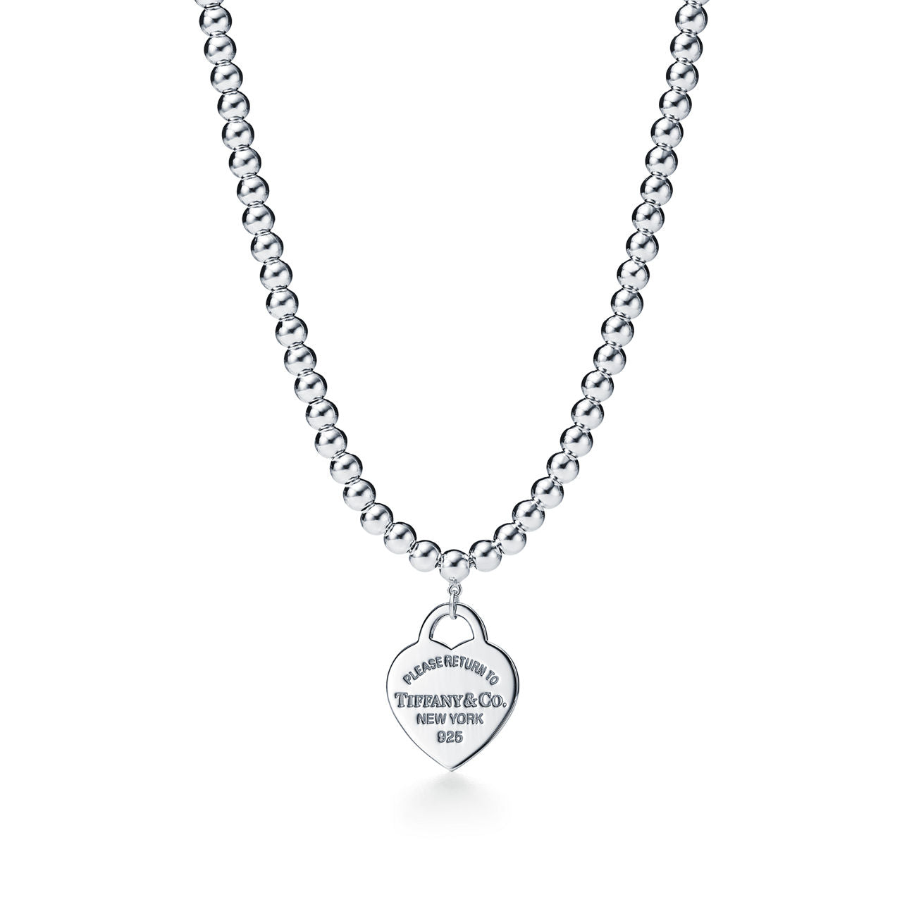 Collier de perles Plaque Cœur en argent 925 millièmes