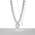 Collier Cœur plein avec fermoir à bascule en argent 925 millièmes