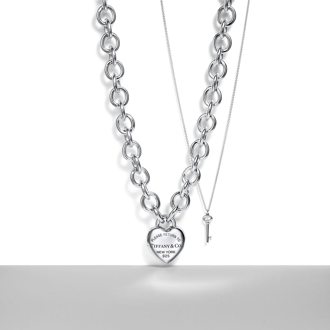 Collier Cœur plein avec fermoir à bascule en argent 925 millièmes