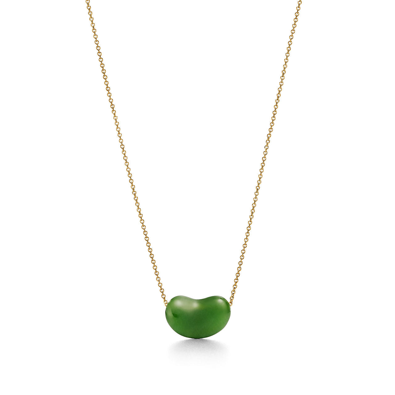 Pendentif Bean design en or jaune et jade néphrite vert