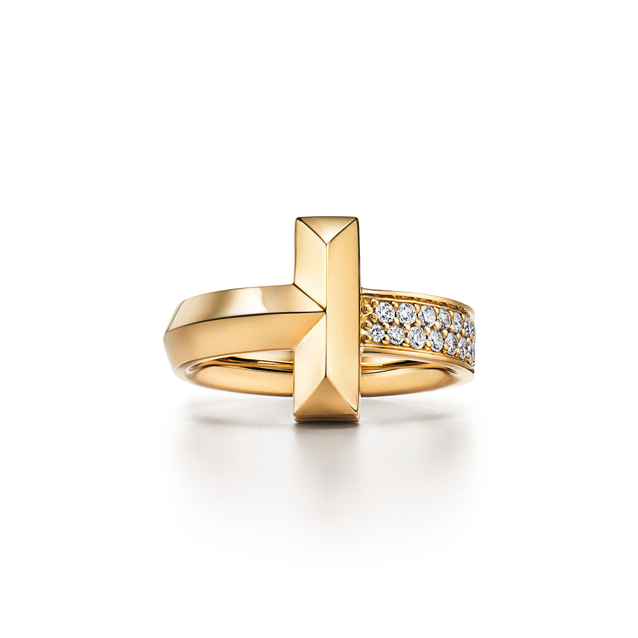 Tiffany T Bague T1 en or jaune 18 carats et diamants