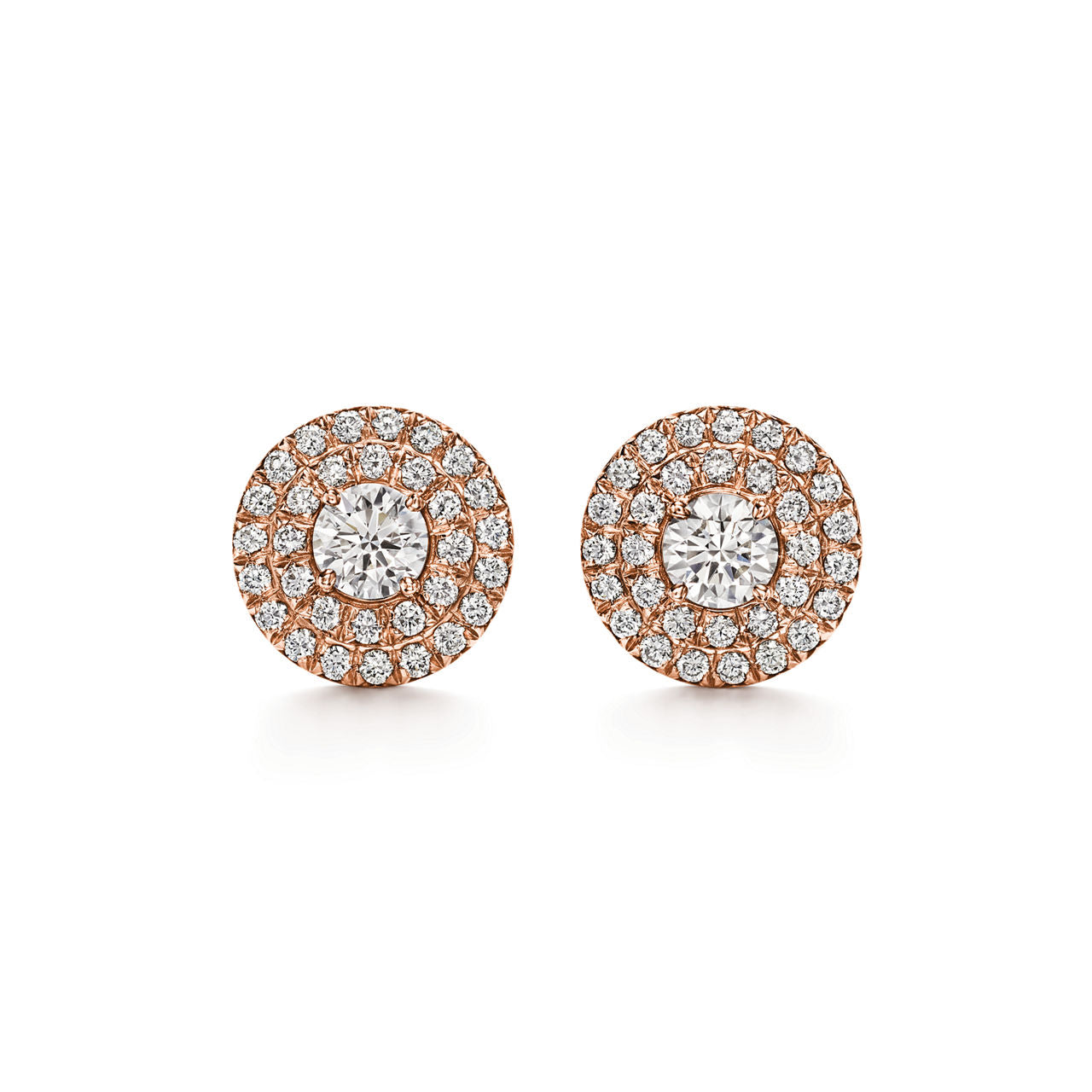Boucles d’oreilles en or rose 18 carats avec diamants