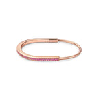 Bracelet jonc étroit en or rose 18 carats et saphirs roses