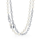 Collier Cadenas en perles en argent 925 millièmes. 9-10 mm.