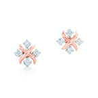 Boucles d’oreilles en or rose, platine et diamants