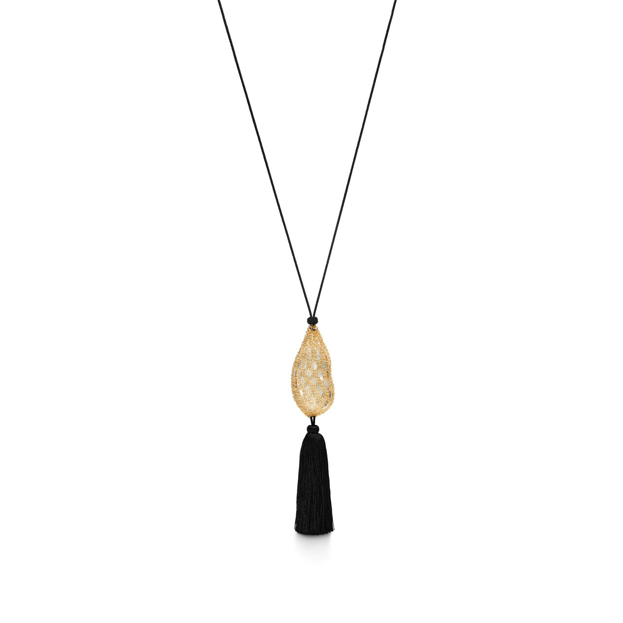 Collier Bean design en Cristal de Roche et Or Jaune 18 carats
