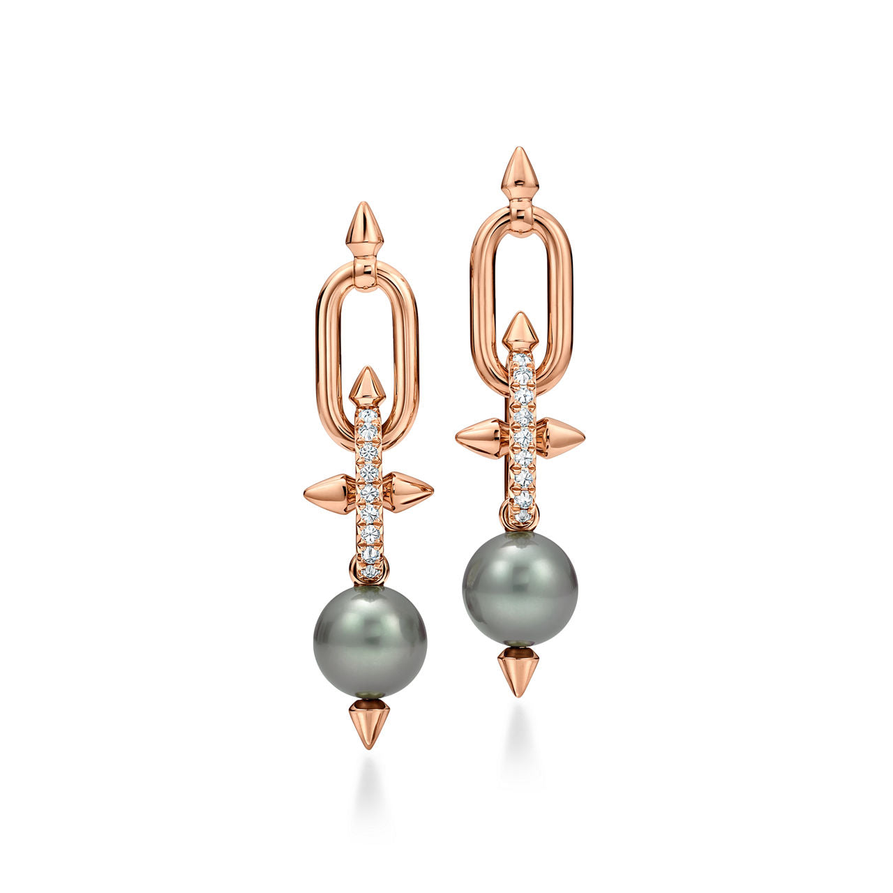 Boucles d’oreilles Perles de Tahiti, or et diamants